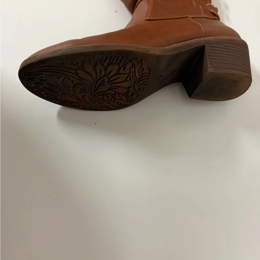 Over-the-Knee Lace-Back‎ Brown Leather Boots